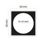 Rysunek wymiarów kapsla numizmatycznego Quadrum 50 × 50 mm